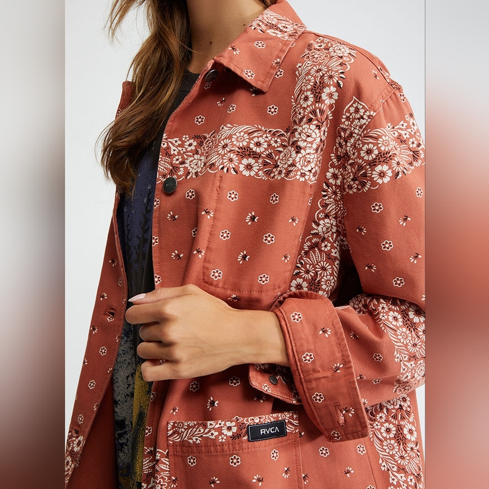 RVCA Large Chorelist Bandana Barn Jacket Coat EUC